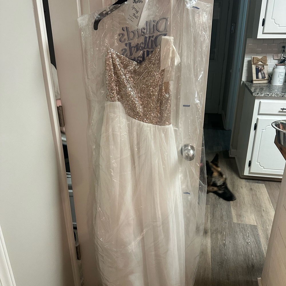 Elegant Gold and White Kids Formal Dress